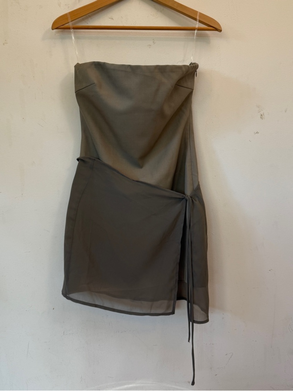 NWT Peppermayo Strapless Taupe Overlay Via Veneto Mini Dress S